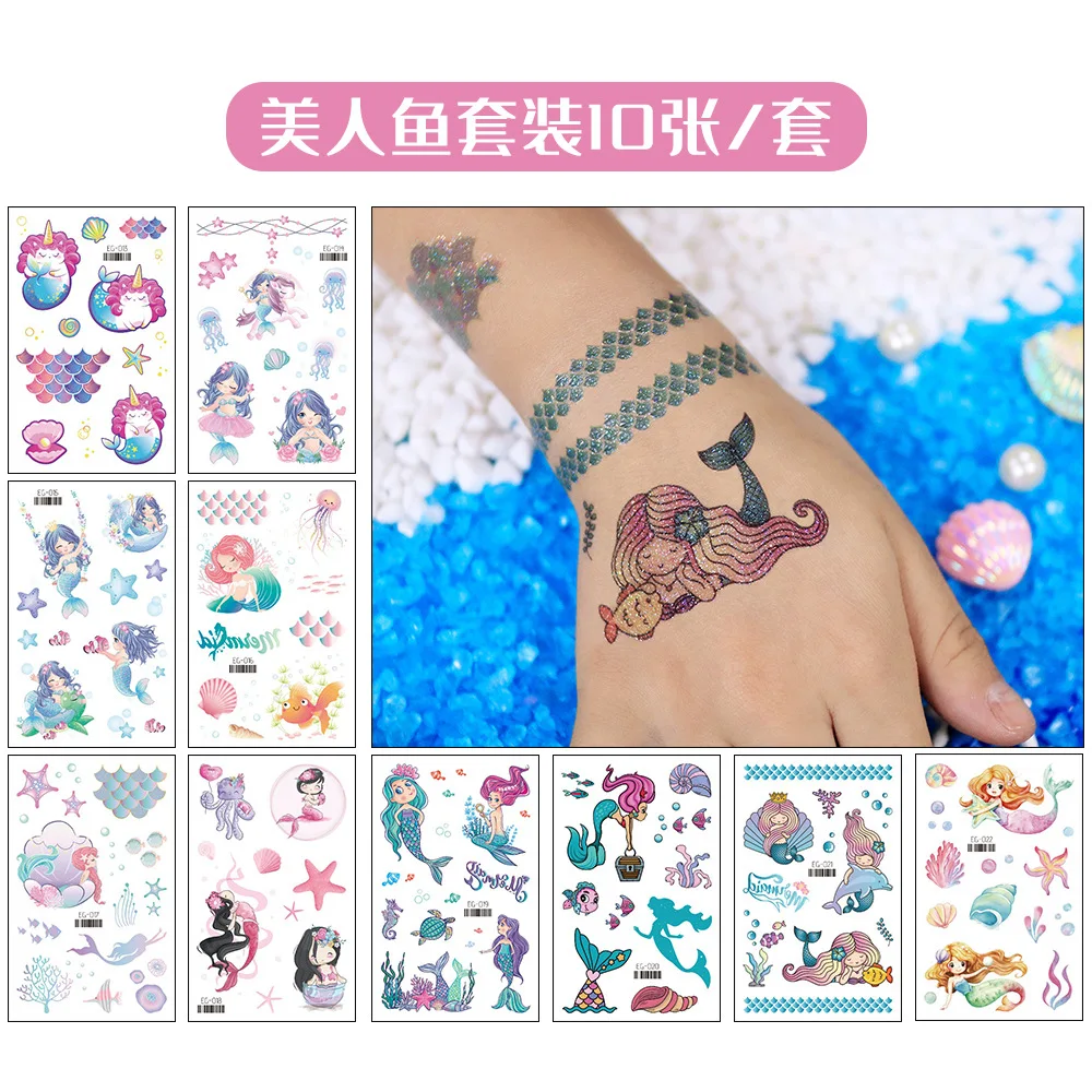 Glitter Tattoo Set For Kids Temporary Powder, Mermaid Makeup Set