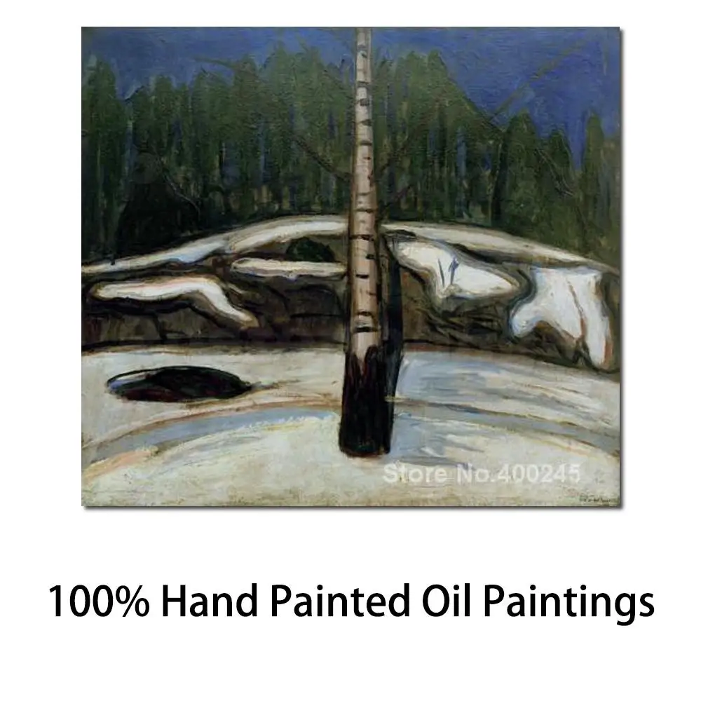 

Картина на холсте с изображением символизма, Эдвард мунч, береза в снегу, картина маслом высокого качества, ручная роспись, картина, офисный декор для стен