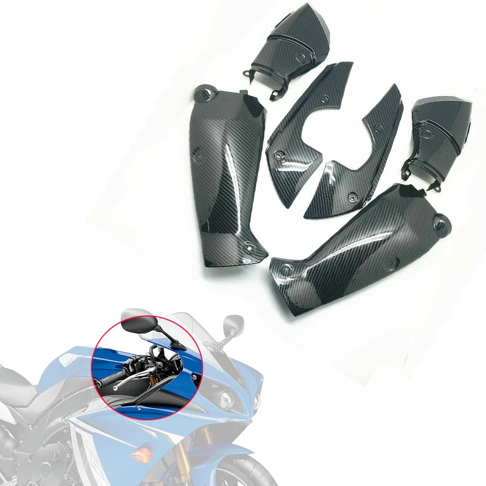 

6PC Kit Carbon Fiber Upper Front Inner Side Dash Air Intake Tube Duct Cover Fairing For Yamaha YZF R1 YZF-R1 YZFR1 2009-2014