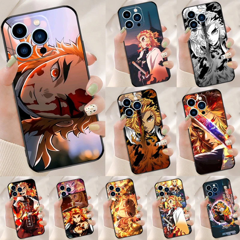 cool iphone 12 mini cases Rengoku Kyoujurou Demon Slayer Case For iPhone XR X XS Max 7 8 Plus SE2 11 12 13 Pro MAX Cell Phone Cover Casing Coque leather iphone 12 mini case