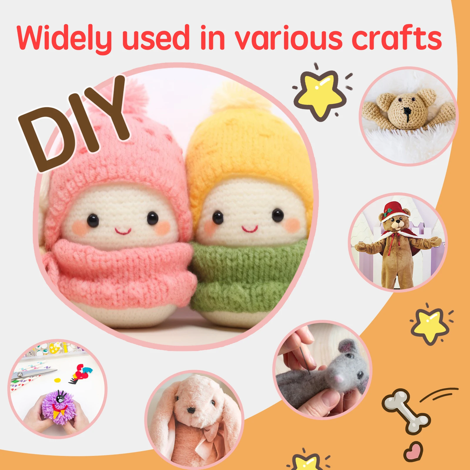 692Pcs Safety Eyes and Noses Kit with Washers Different Styles and Sizes Stuffed Crochet Eyes Plastic Stuffed Animals Eyes and 5