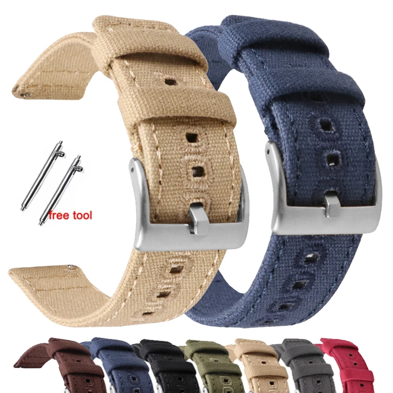 Canvas Nylon Quick Release Watch Strap with Pin Buckle