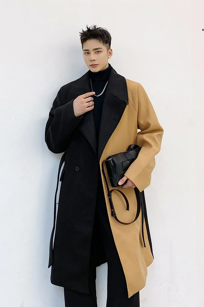 남성용 빈티지 울 혼방 재킷 코트, 싱글 브레스트 라펠 재킷, 클래식 슬림 긴팔 아우터, 가을 겨울 패션, H114