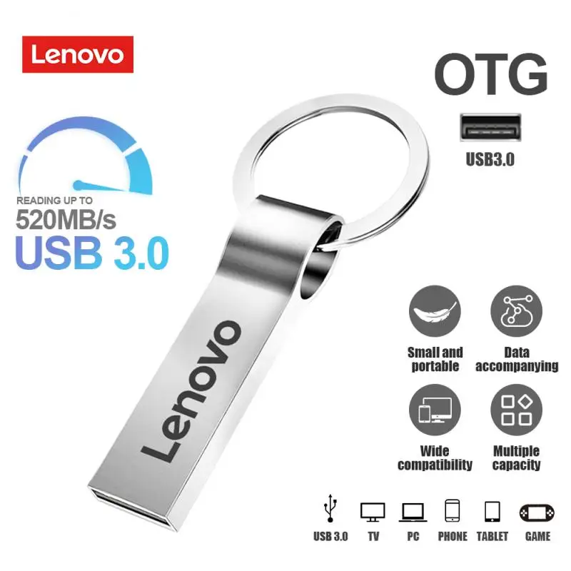 Lenovo Mini 2Tb Usb 3.0 Pen Drive Memory Chiavette Usb 2Tb 1Tb 512Gb Metallo Tipo C Otg Pendrive Stick Impermeabile Ad Alta Velocità
