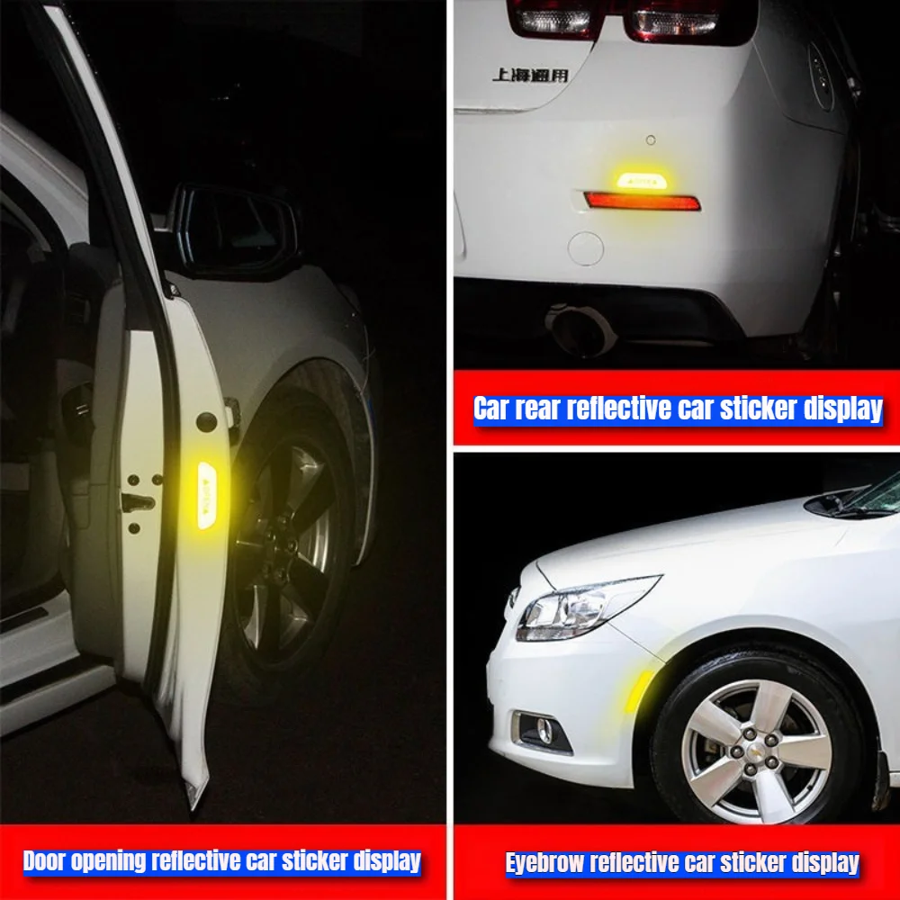 4 stücke Universal Auto Reflektierende Aufkleber Wasserdichte Rad Augenbrauen Tür Aufkleber Offenes Zeichen Sicherheit Reflektierende Sicherheit Warnband – Detail 5