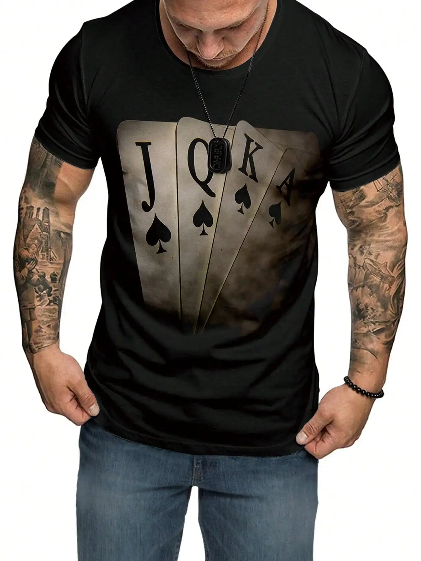

Fashion Men T-shirt Poker JQK 3d T Shirt Oversized T-shirt Streetwear Casual Short Sleeve Summer Men's Clothing Party Tops Tees