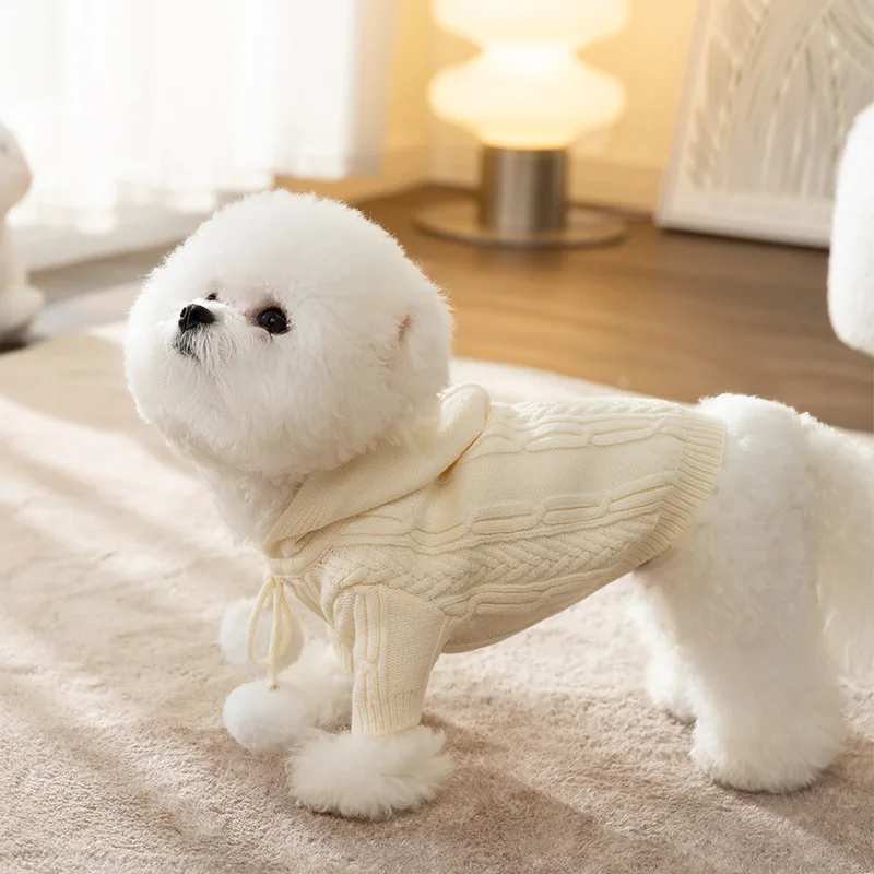 

Teddy Solid Sweaters Autumn and Winter Puppy Warm Knitwear Dog Two Legged Clothing Pet Hoodie Schnauzer Pullover XS-XL