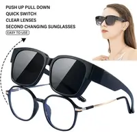 Fit Over Glasses Sunglasses Square Wrap Around Shades Driving Riding UV Protect Sun Glasses That Can Be Worn Over Other Glasses
