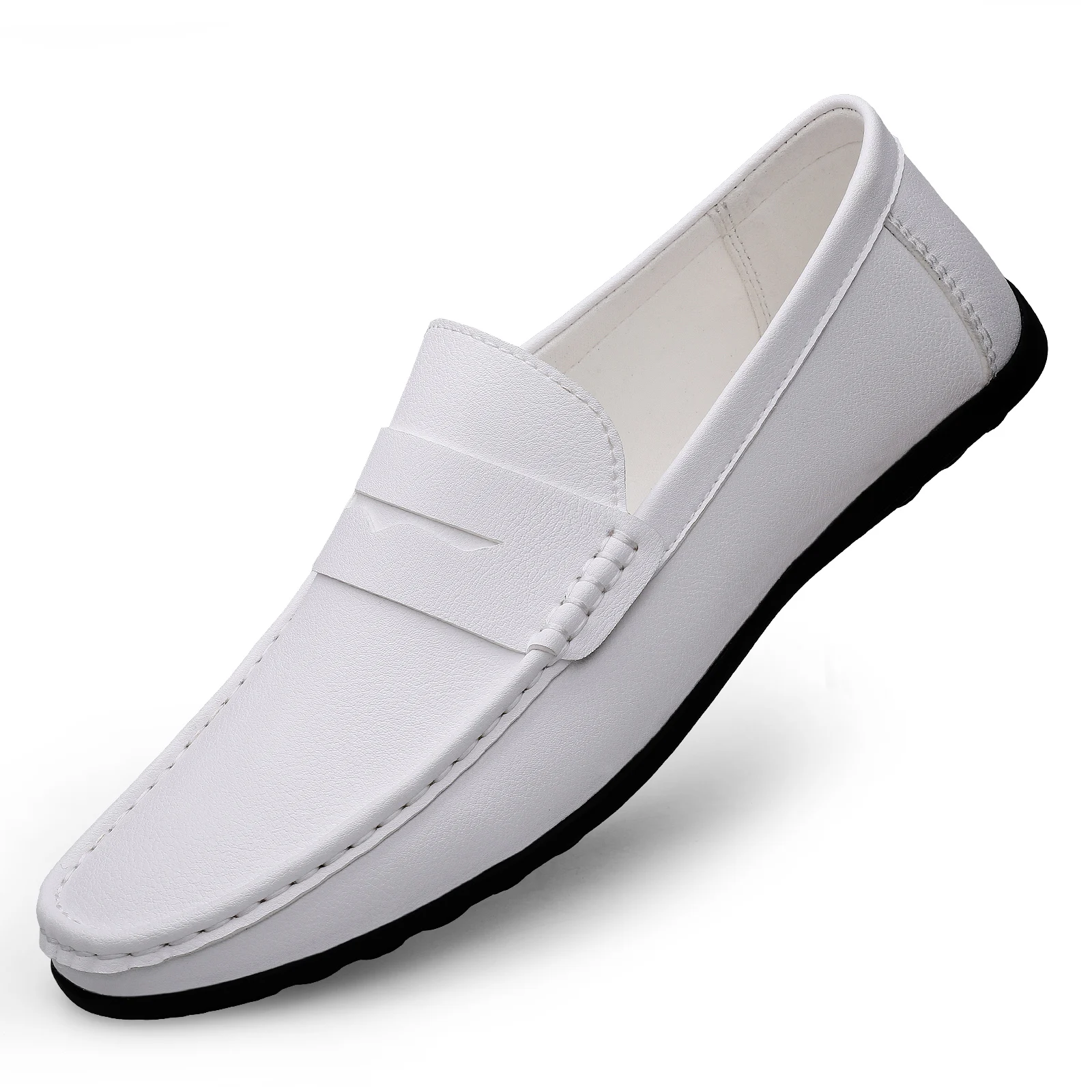 Summer Mens Casual Loafers Leather Loafer Shoes For Men Fashion Light Flats Man White Sneakers Slip-On Driving Big Size 38-47 3