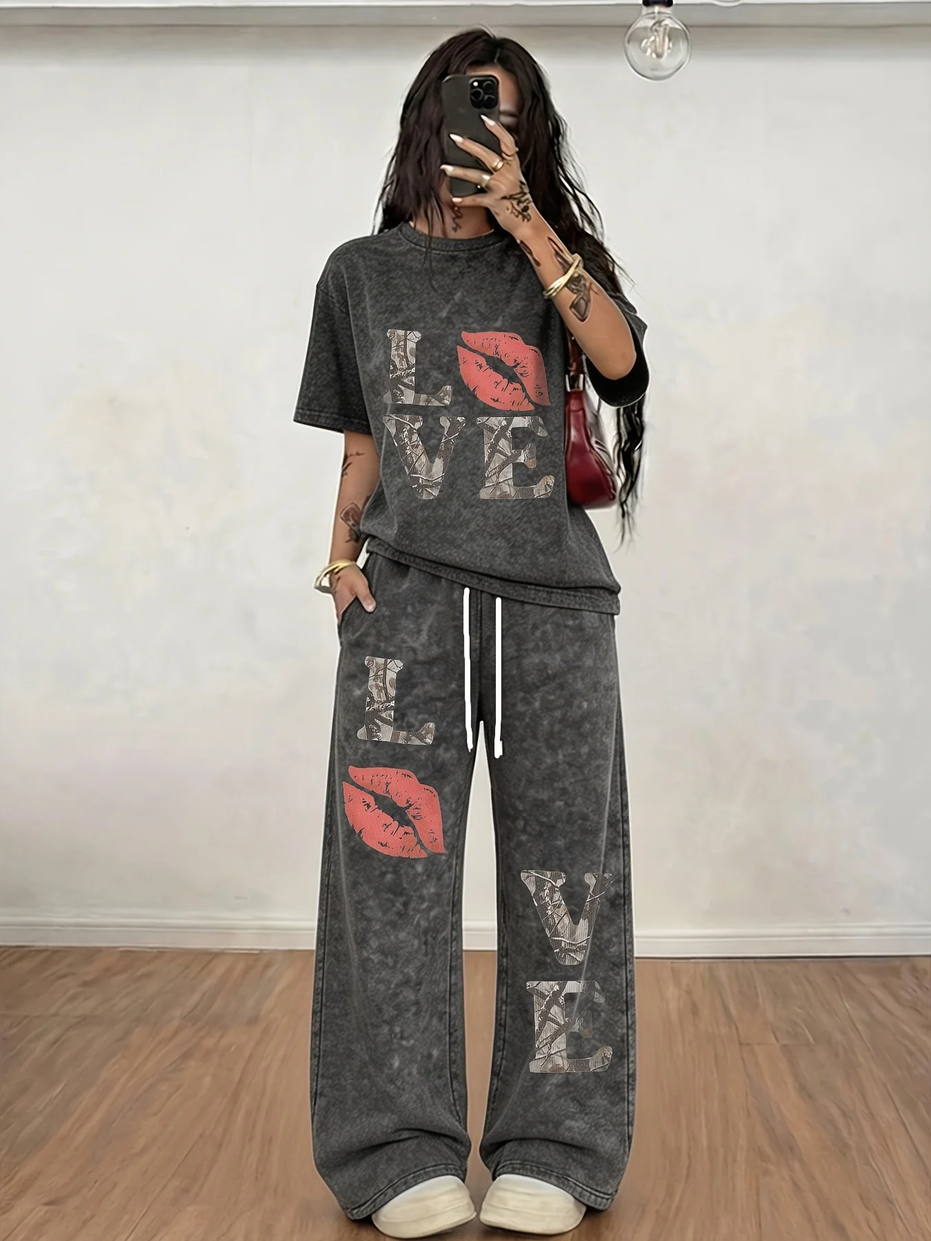 2026 Sommer LOVE & Lip Print Schnelltrocknende Hose mit elastischem Hohbund und Kordelzug – Lässige Streetwear-Hose für Alltag und Sport für Kinder