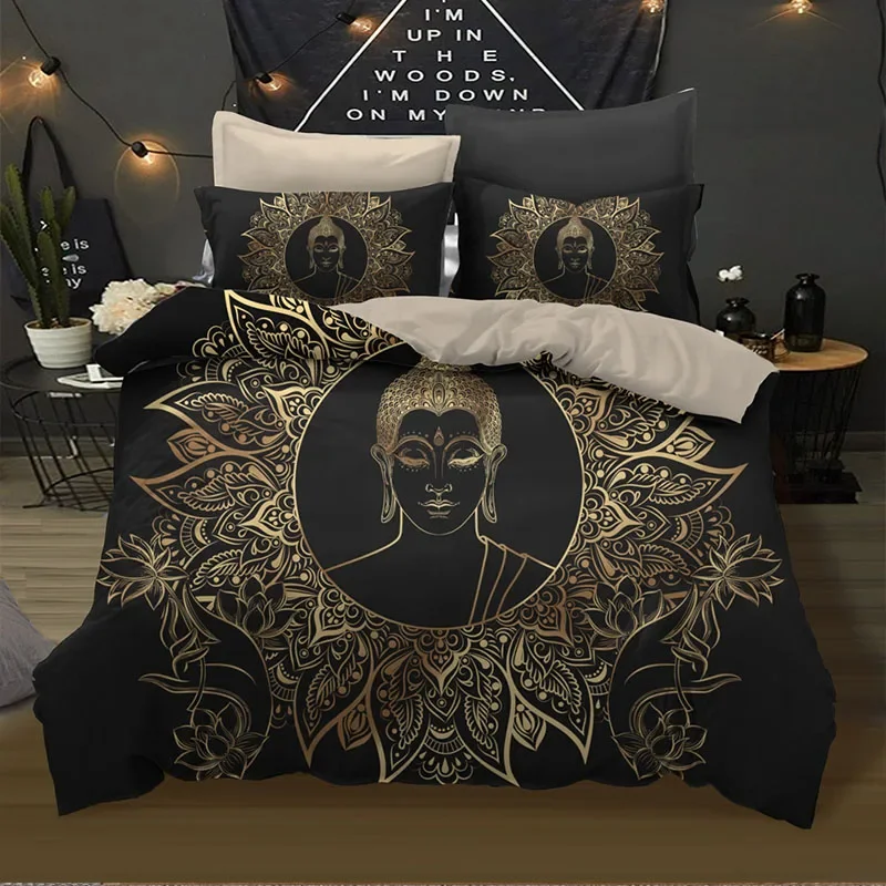 Dream NS 2/3PCS Bedding Set 100% Polyester Cotton Chinese Sacred Buddha Household Bedspread Kit Home Textile Finished Product
