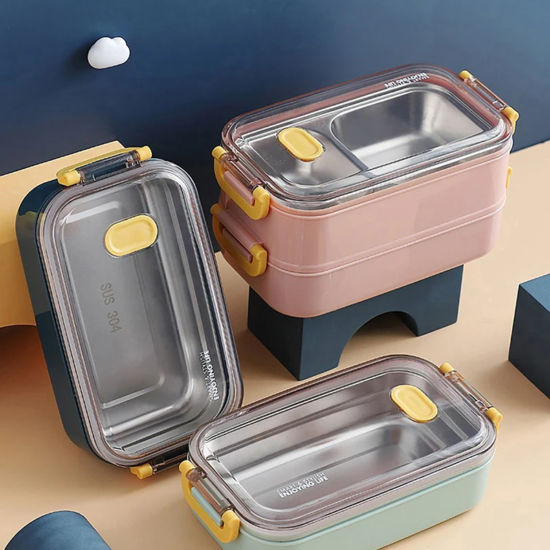 

Lunch Box Double Layer Student Food Boxes Stainless Steel Insulation Bento Storage Container for Children Food Fresh-keeping