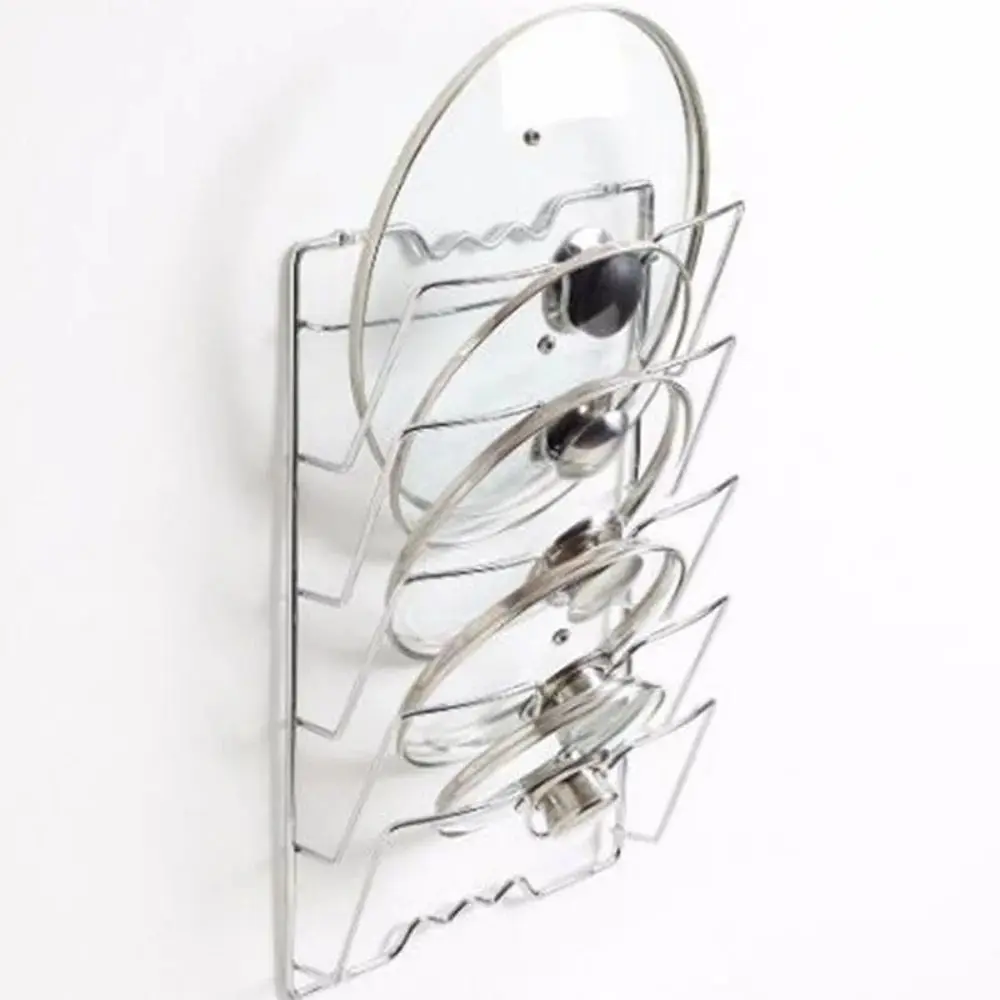 1Pcs Kitchen Accessories Stainless Steel Pot Lid Shelf Kitchen Organizer Pan Cover Lid Rack Stand Holder Dish Rack 2