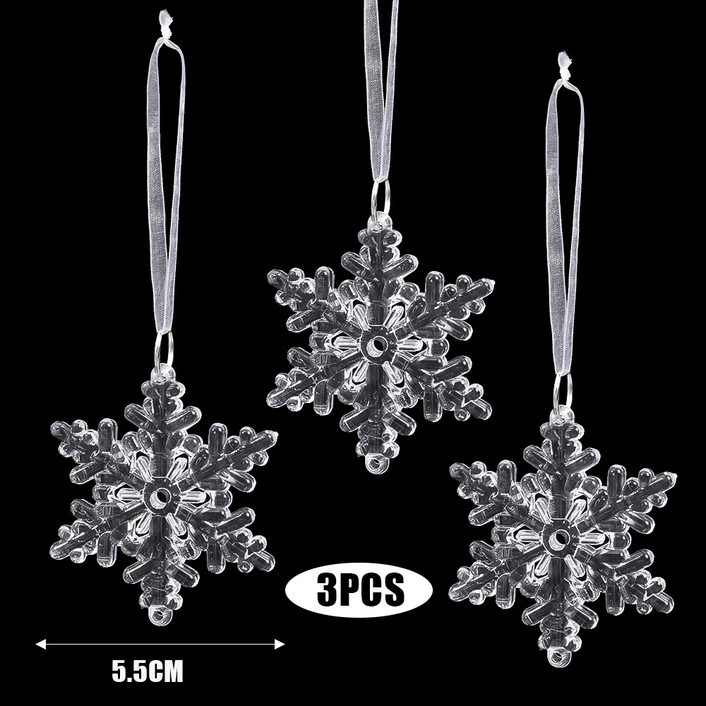 thumbnail image 1 of Acrylic Snowflake Drop Icicle Pendants Christmas Clear Crystal Ornaments Xmas Tree Hanging Pendants Home Party Decor New Year, 1 of 5