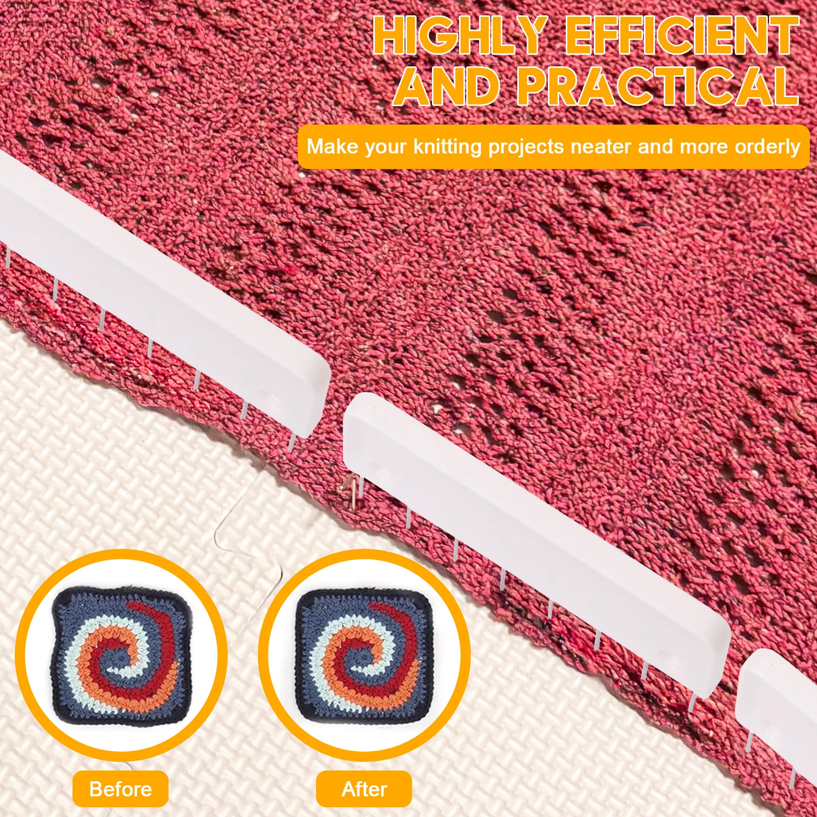 25개 니트 블로커 세트 휴대용 크로셰 블로킹 핀 및 줄자 포함 니트 블로킹 빗 세트 DIY 니트 크로셰 도구용