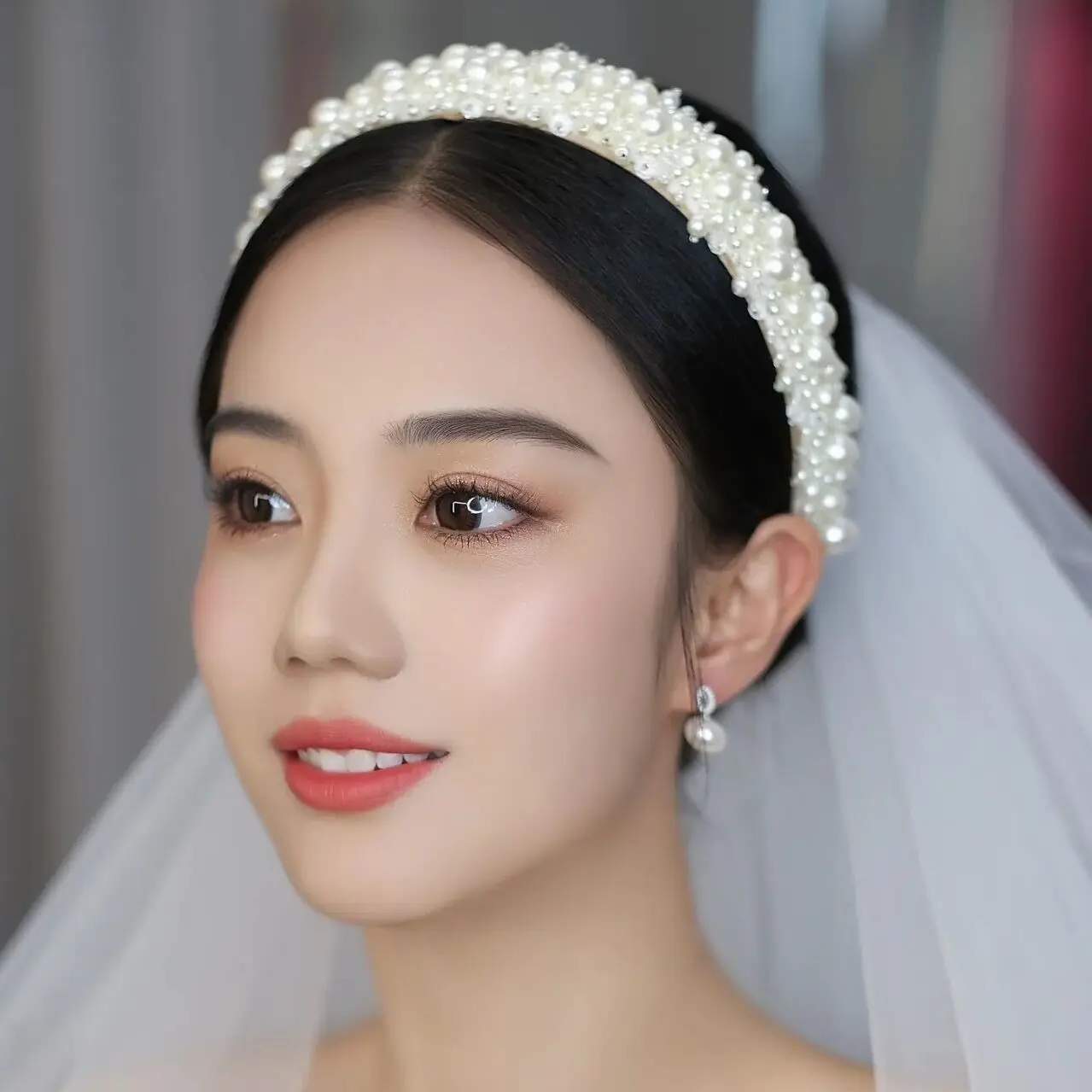 

New White Luxury Handmade Shining Full Small Pearl Crystal Beaded Catwalk Headband Hair Accessories Bridal Headwear