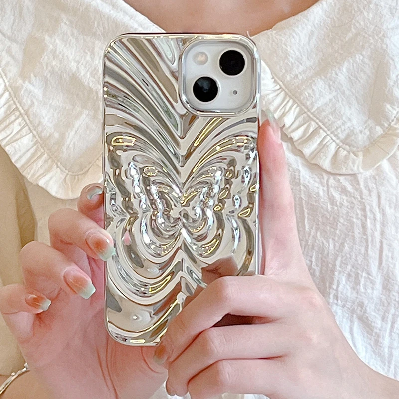 Plating 3D Butterfly Bumpy Texture Case for iPhone
