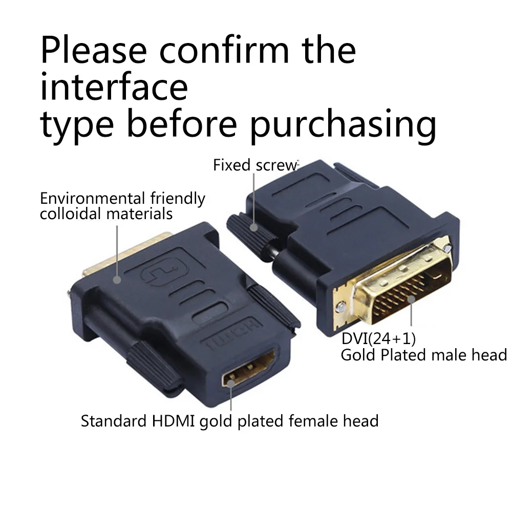 Adaptateur HDMI Femelle Vers DVI-D Mâle 24+1 Pins - Contacts Or 24k, Haute Qualité
