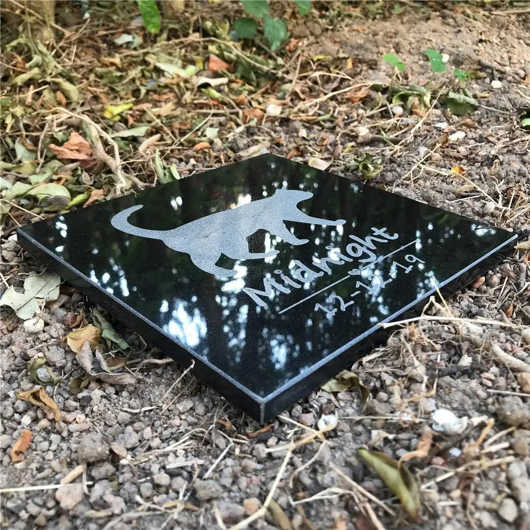 Pet Memorial Stones for Cats Personalized Cat Headstones Grave Markers Indoor or Outdoor for Loved One's Sympathy Gift, Black