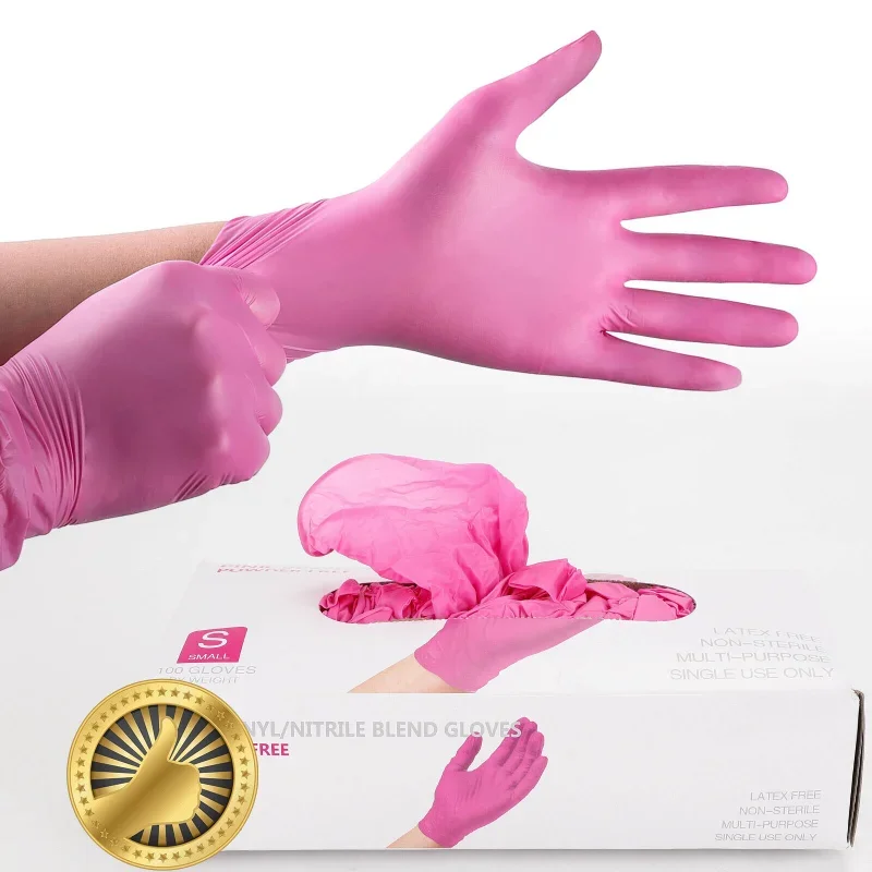 100pcs Nitrile Gloves Food Grade Waterproof Allergy Free Disposable Woman Girl Work Safety Gloves,disposable gloves,disposable nitrile gloves,disposable plastic gloves,kitchen cleaning gloves