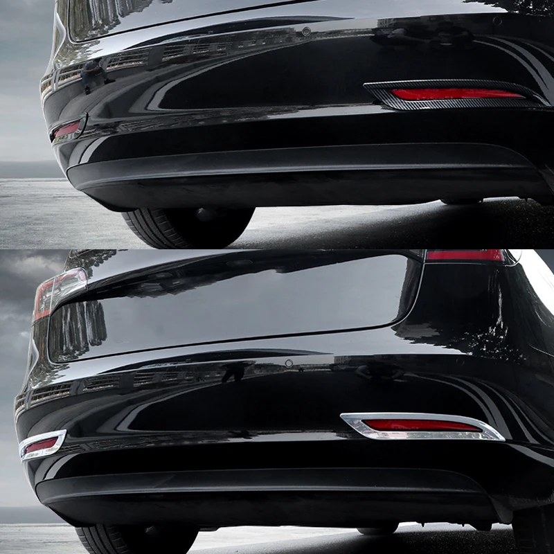 Rear Fog Lamp Decorative Frame Tail Light Protective Cover Modified Accessories Decoration Carbon Pattern For Tesla Model 3