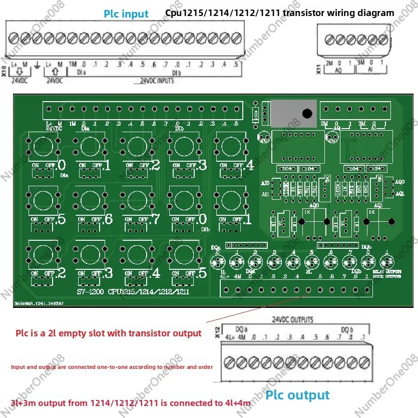 S7-1200 CPU 1211C/1212C/1214C/1215C용 SIM 1274 PLC IO 시뮬레이터, 8개 디지털 입력 스위치, 6개 LED 출력, 24V DC