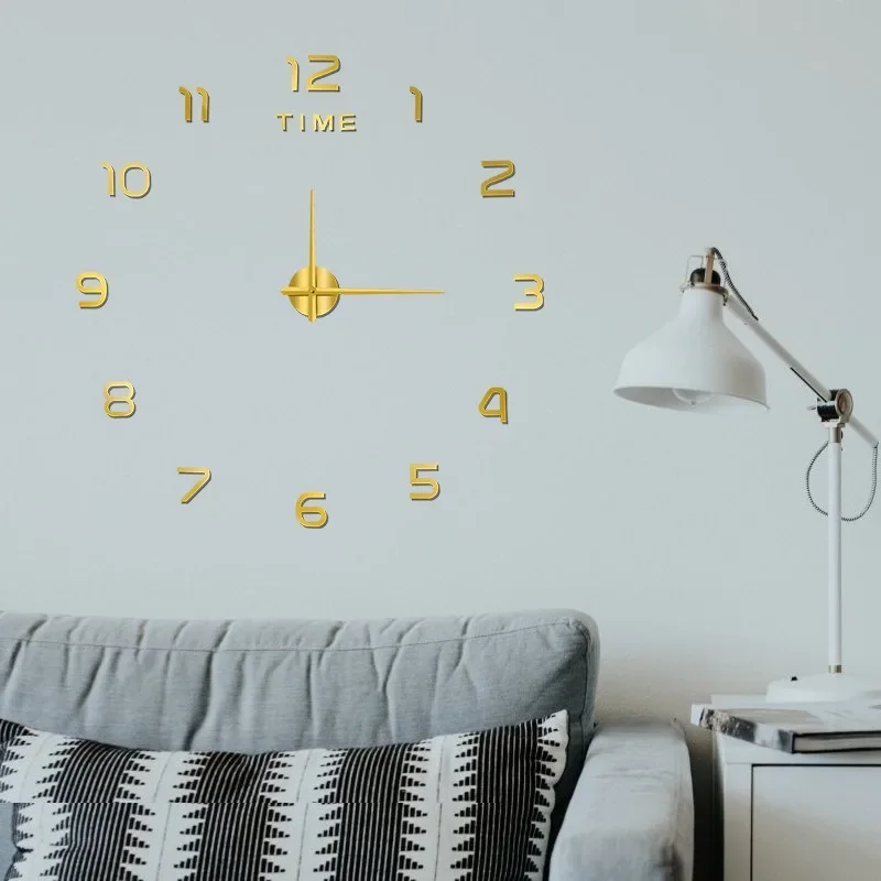 Wall Art Mirror Silent Three-dimensional Decoration Punch-free Restaurant Clock Creative Acrylic DIY Wall Clock Decor Clocks wall clock mirror clock face