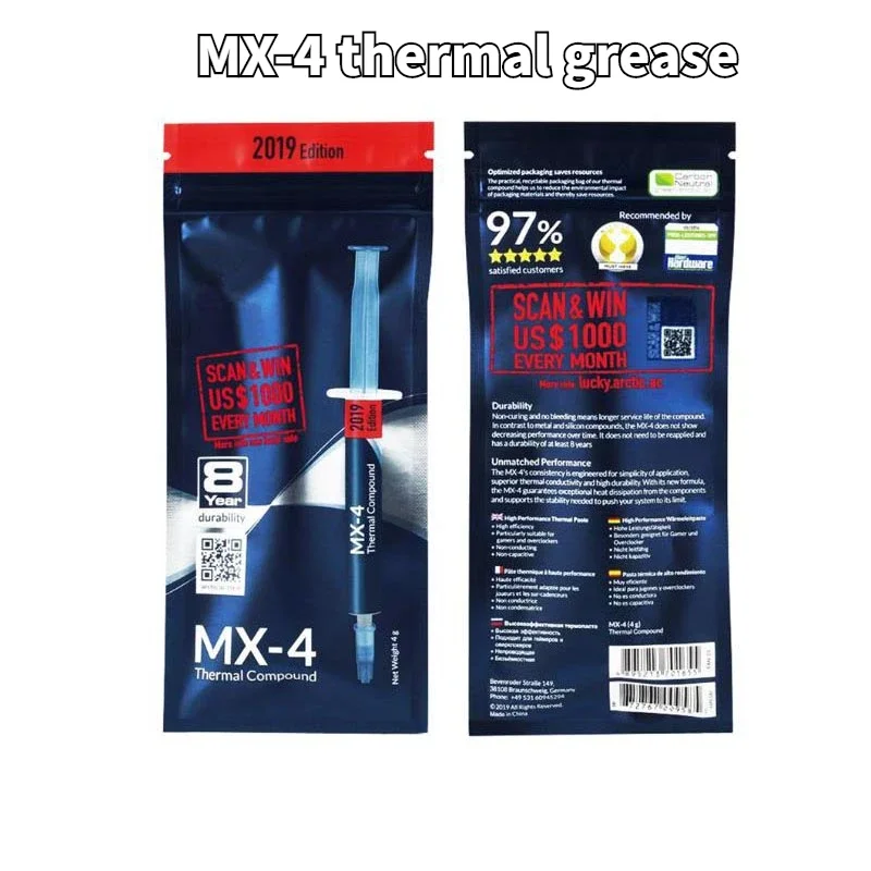 

2g/4g/8g/20g MX-4 Thermal Compound Conductive Grease MX 4 Silicone Paste Heat Sink Processor CPU GPU Cooler Cooling Fan Plaster