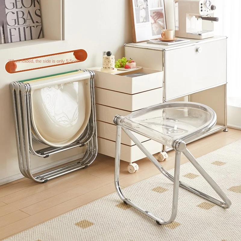 Folding Chair k-star Nordic Middle Ancient Foldable Chair Home Transparent Instagram Style Office Leisure Dining Chair Acrylic Creative