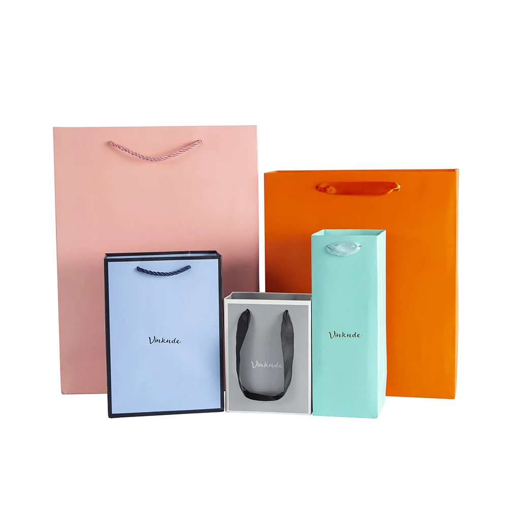 Paper Bags With Handles 50-Pack Custom Logo Paper Gift Tote Bags for Small Business Shopping Bag Retail Bag Party Bag Favor Bag
