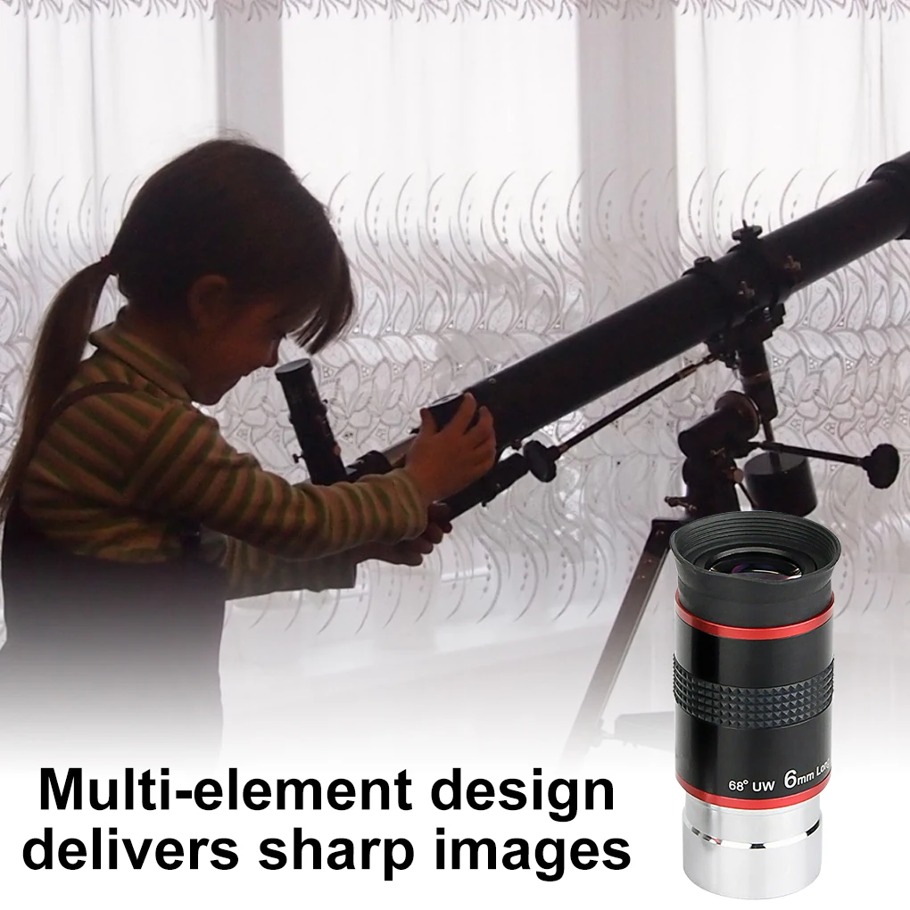 Astronomical Telescope Eyepiece 1.25 Inch 68 Degrees Wide Angle Monocular Eyepiece with Rubber Guard, 20mm 2