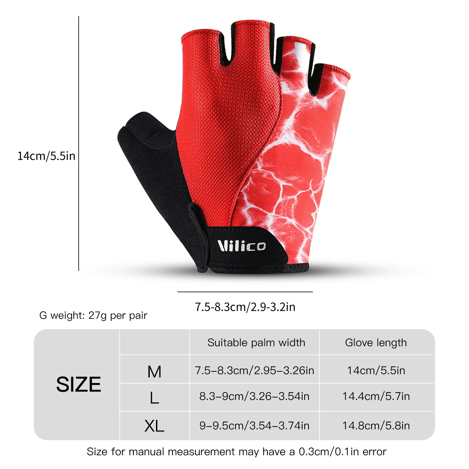 Breathable Short Finger Cycling Gloves, Thickened Palm Pad, Shock-Absorbing And Anti Slip Outdoor Sports Gloves