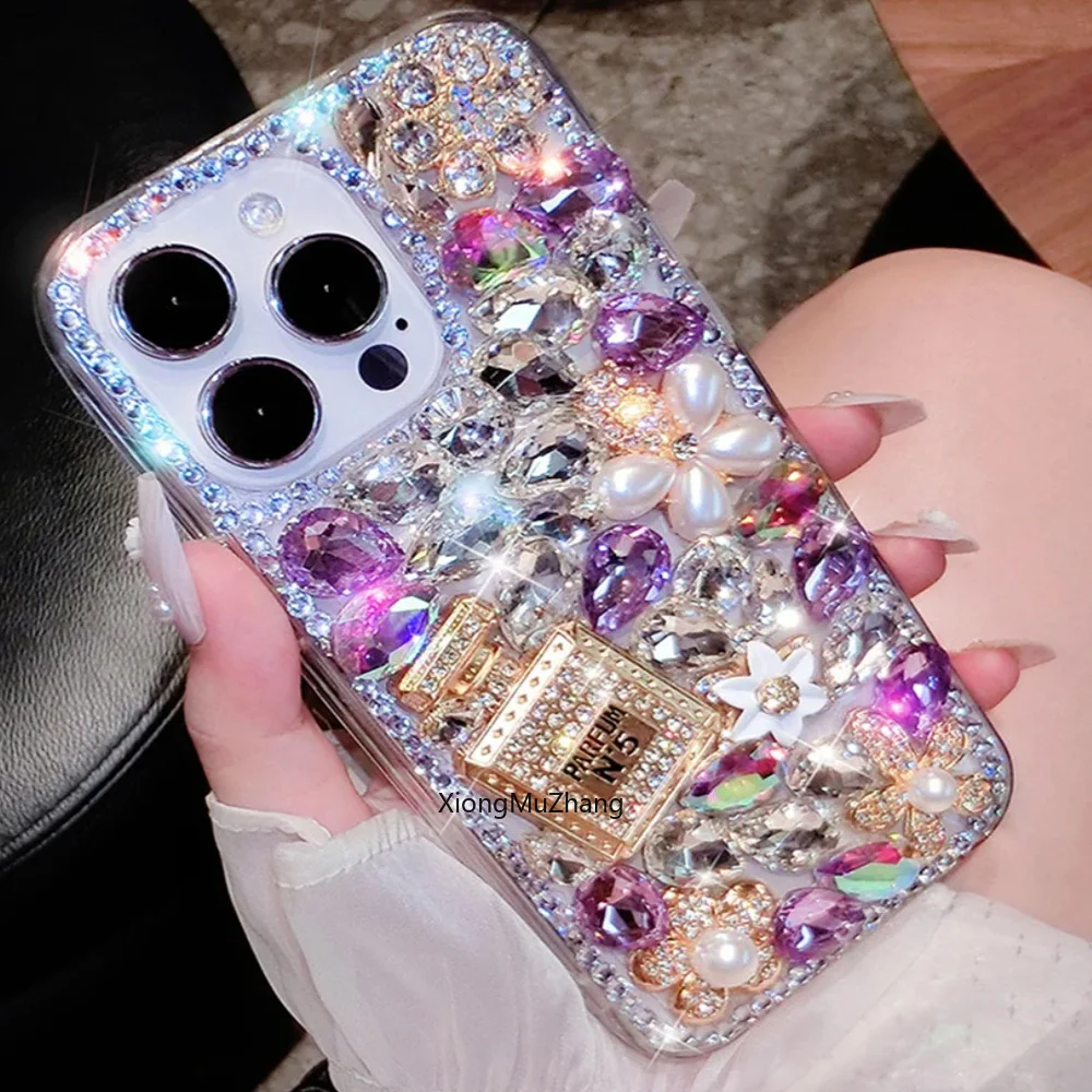 Luxury Purple Crystal Rhinestone Cover for Samsung M32 M33 M34 M42 M51 M52 53 M54 M62 M31 M21 M15 M14 M13 M12 M11 M10 M20