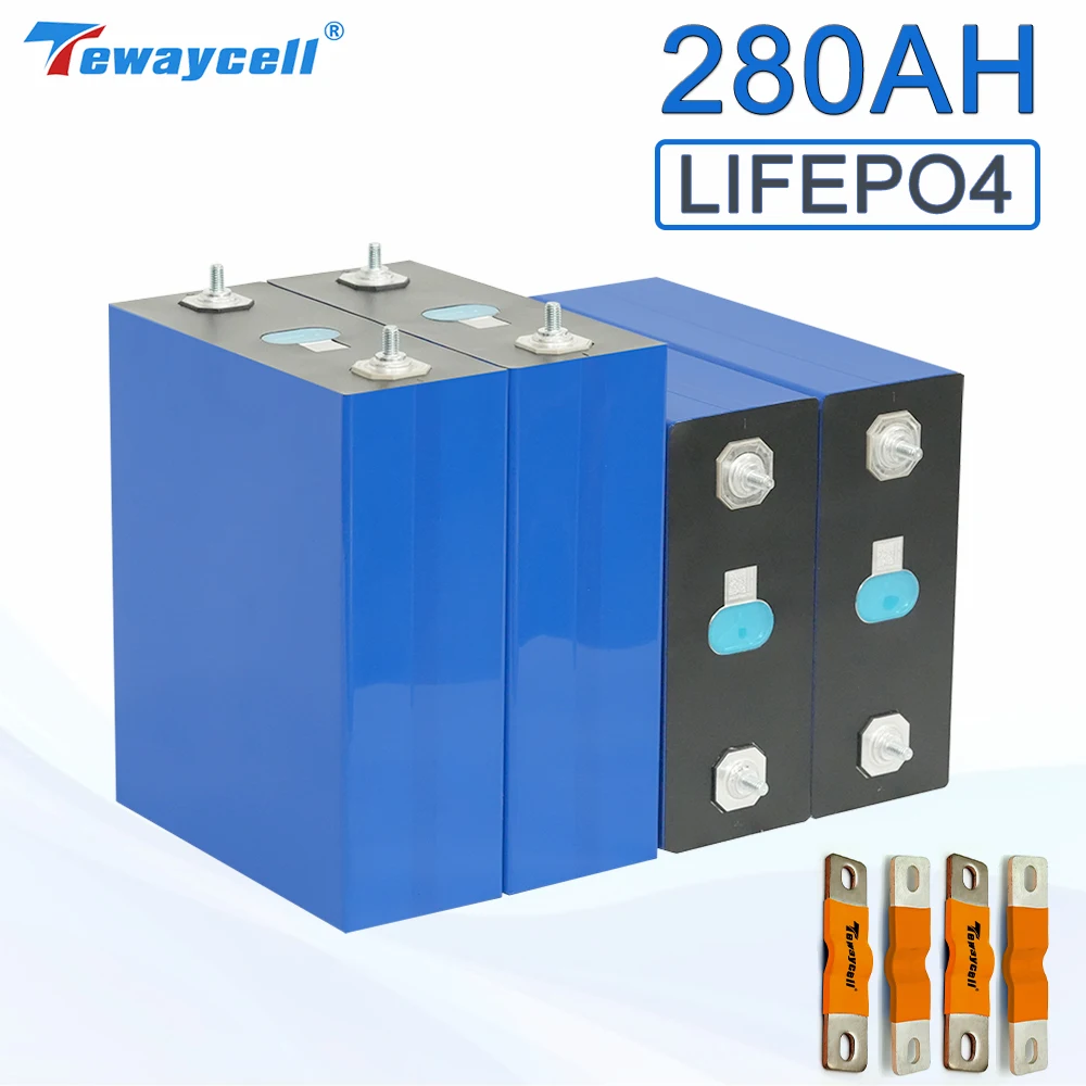 

Tewaycell 280K Lifepo4 Battery 3.2V 280AH Lithium iron Phosphate Cell with Pure Copper Flexible Busbar for RV PV System Boat UPS