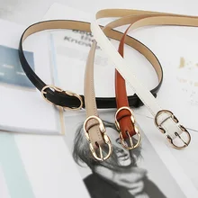 

New Pu Leather Thin Belt For Women Designer Metal Pin Buckle Waist Strap Female Jeans Dress Trouser Decorative Waistband