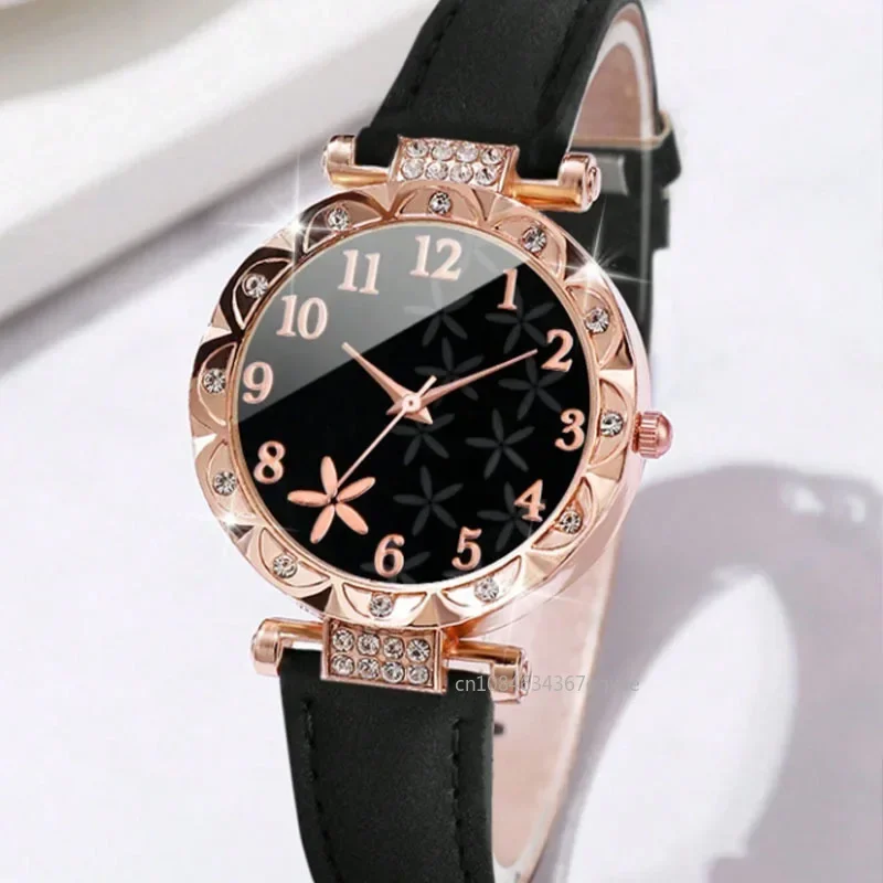 6PCS Set Watch For Women Luxury Leather Analog Ladies Quartz Wrist Watch Fashion Bracelet Watch Set Female Relogio Feminino - Image 5
