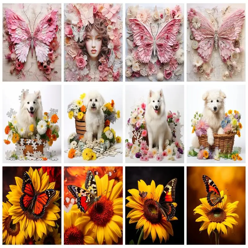 

RUOPOTY 5D Diamond Painting Animal Butterfly Diamond Embroidery Full Round/Square Rhinestone Home Decoration