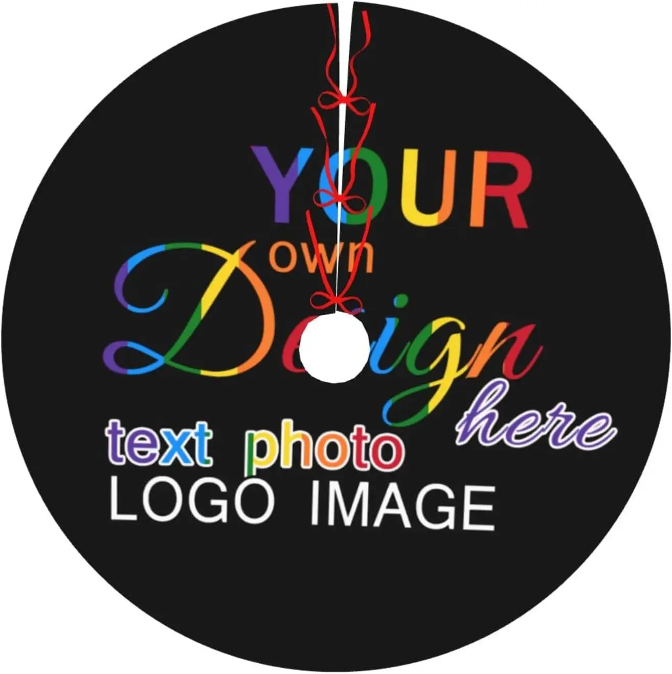 Custom Christmas Tree Skirt 40Inch Personalized Xmas Tree Skirt with Photo Logo Image Text Xmas Farmhouse Party Tree Decorations