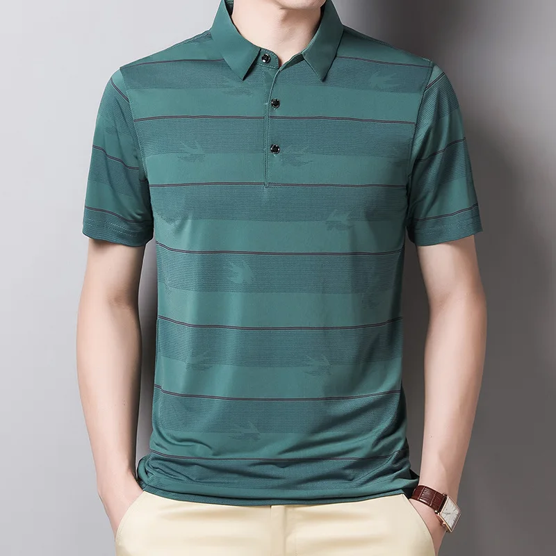 

2022 Summer Short Sleeve Thin Polo Shirt Men New Solid Color Business Casual Swallow Printed Men's Tops Korean Fashion Clothing