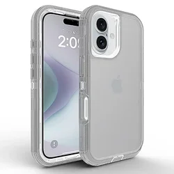 360° Protect Armor Phone Case - 3-Layer Clear Shockproof Rugged Cover with Heavy Duty Protection for iPhone 12 Pro Max (GRAY)