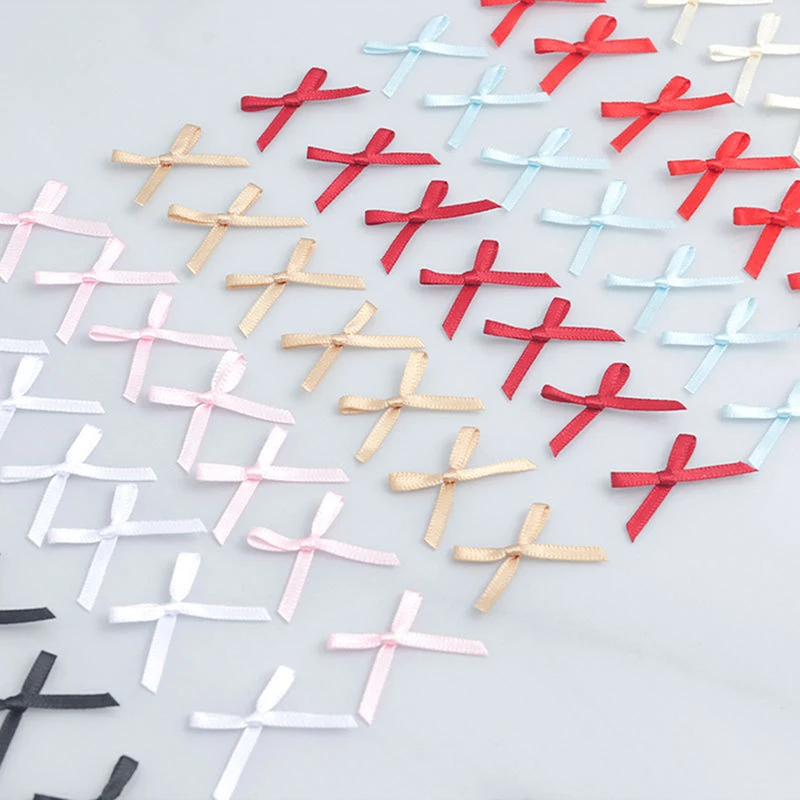 100pcs Ribbon Bows Small Size Satin Ribbon Bow Flower Craft Decoration Handwork DIY Party Decoration Tie Gift Packaging Supplies Ribbon Decoration Satin Ribbons Ribbon Supplies Satin Ribbon