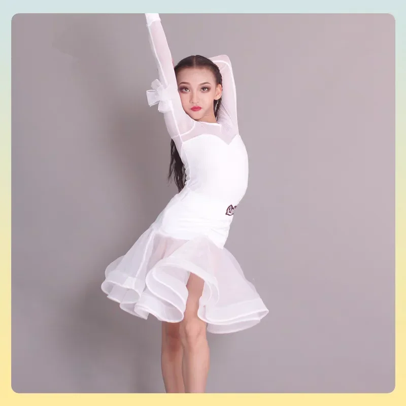 Autumn and winter children's female training clothes Latin dance suit Latin dance performance clothes Training performance