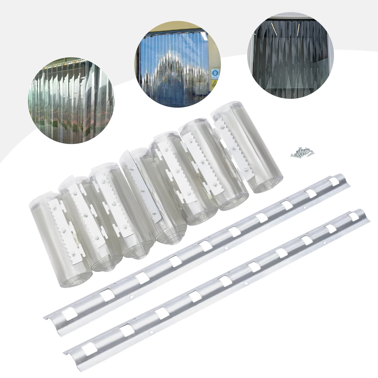 7-teiliges Türvorhang-Set aus transparentem PVC, Streifen-Türvorhang, staub- und insektensicher, für Zuhause/gewerbliche Nutzung, Schlafzimmer, Zuhause, Fensterdekoration – Detail 22