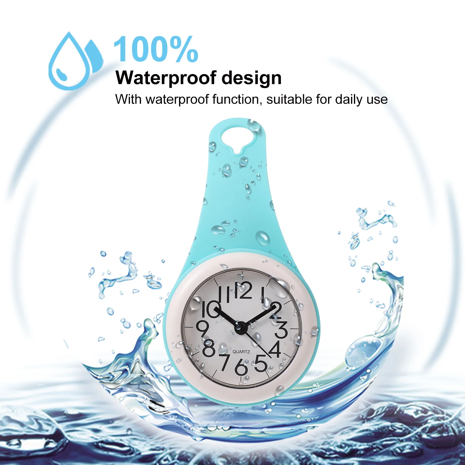 Description Picture 3 of itemSuction Cup Wall Clock Bathroom Shower Waterproof Alarm Digital Timer Mute Silent Vanity Desk Kitchen Timepiece Decor Accessory
