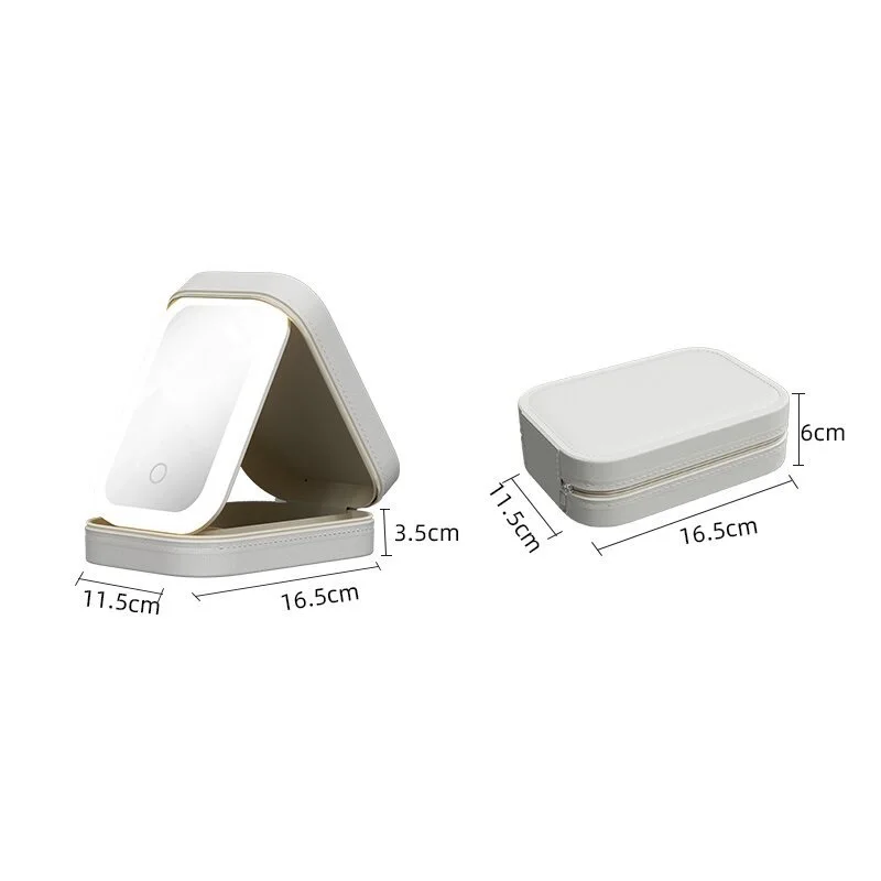 LED Mirror Makeup Storage Box Cosmetics Storage Box Fashion Portable Travel Makeup Bag Simple Makeup Case with Mirror for Woman 6