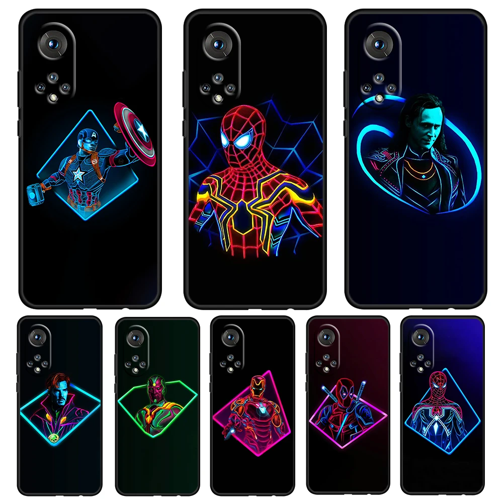 

Marvel Avengers hero color Case For Honor 70 60 50 20 SE Pro 10X 10i 10 9X 9A 8X 8A Lite Silicone Soft TPU Black Phone Cover