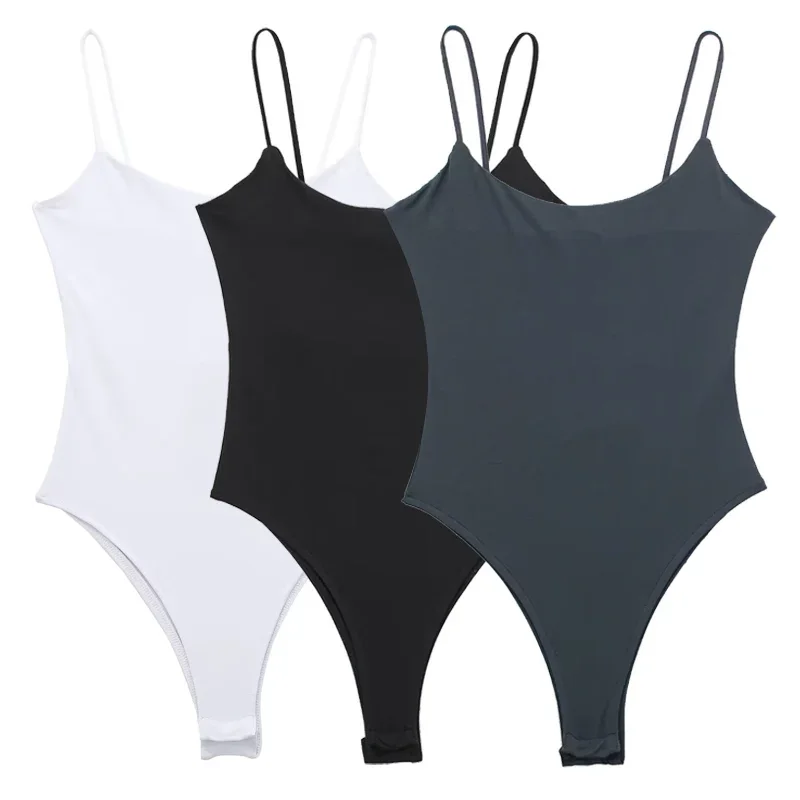 HXAO Fashion 2024 Woman One pieces Bodysuit Women Top White Black Bodysuit Slip Short Tight Jumpsuit Woman Backless Top