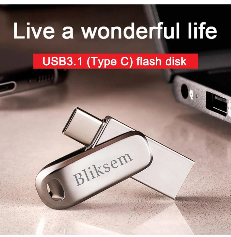 고속 데이터 전송, 대용량 스토리지, 견고한 내구성을 위한 USB Type-C USB 플래시 드라이브