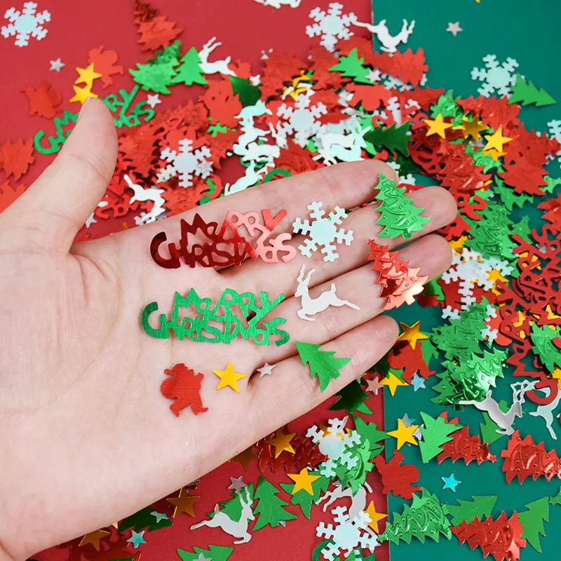 15g/bag Christmas Table Confetti Xmas Tree Snowflake Sequin Confetti 2024 Christmas Party Decoration for Home 2025 New Year Gift