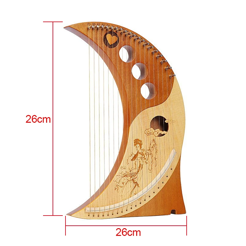 19 String Lyre Piano High Quality Solid Wooden Harp Portable Musical Instrument With Tuning Wrench Tool